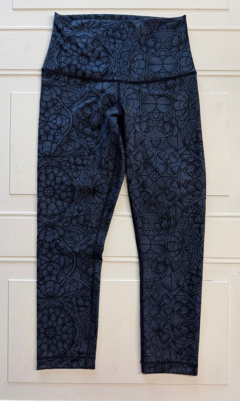Lululemon Sz 4 Wunder Under Crop II Inkwell Blue Black Geometric Leggings